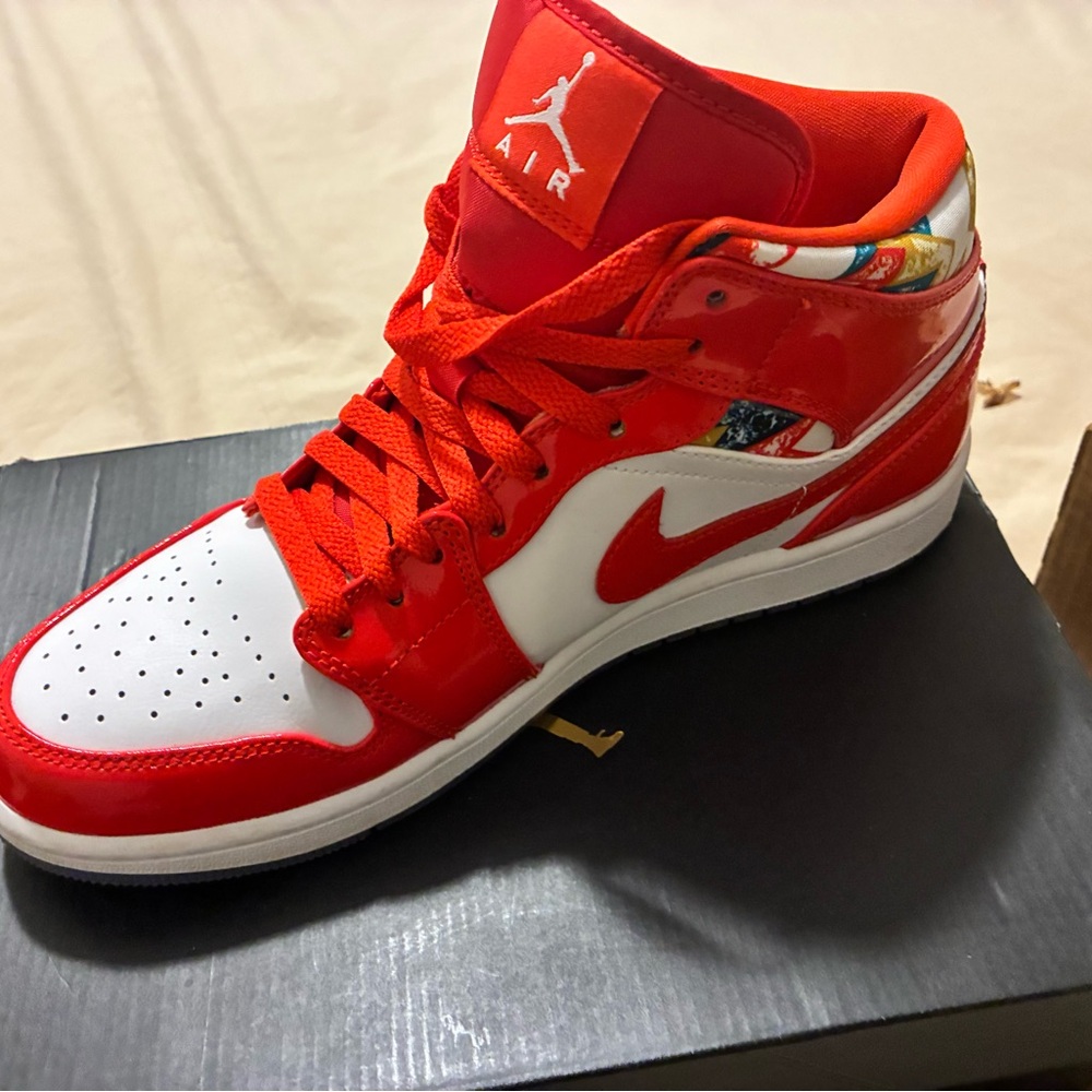 Red and White Air Jordan Sneakers